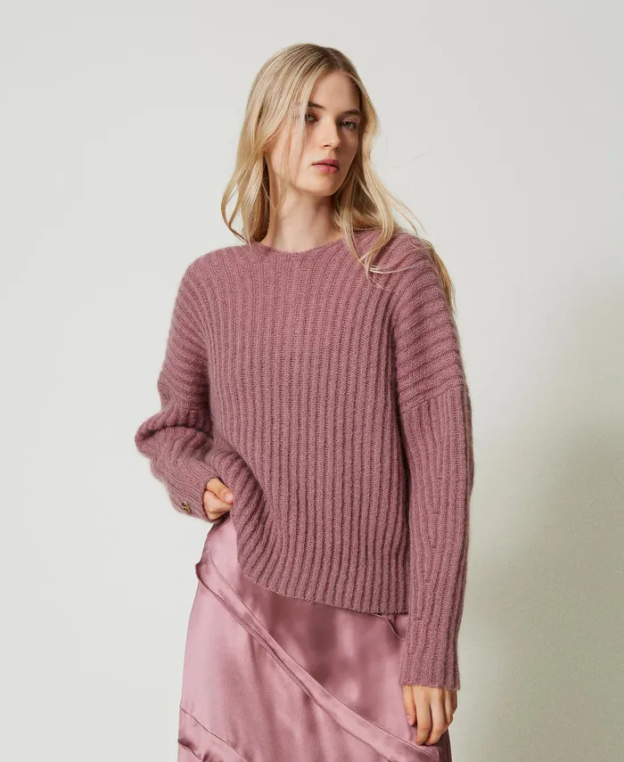 Twinset DualUse Mohair Blend Jumper Ruby Chocolate Pink Women Jumpers And Cardigans