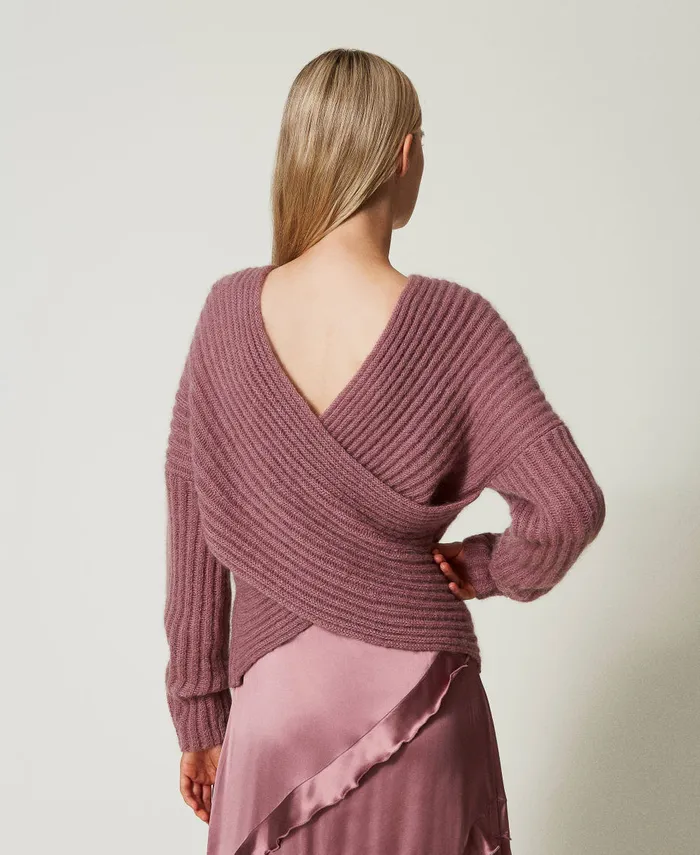 Twinset DualUse Mohair Blend Jumper Ruby Chocolate Pink Women Jumpers And Cardigans