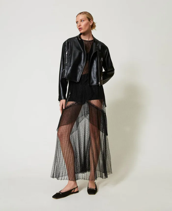 Twinset Faux Leather Biker Jacket Black Women Jackets And Outerwear Twinset Faux Leather Biker Jacket Black Women Jackets And Outerwear