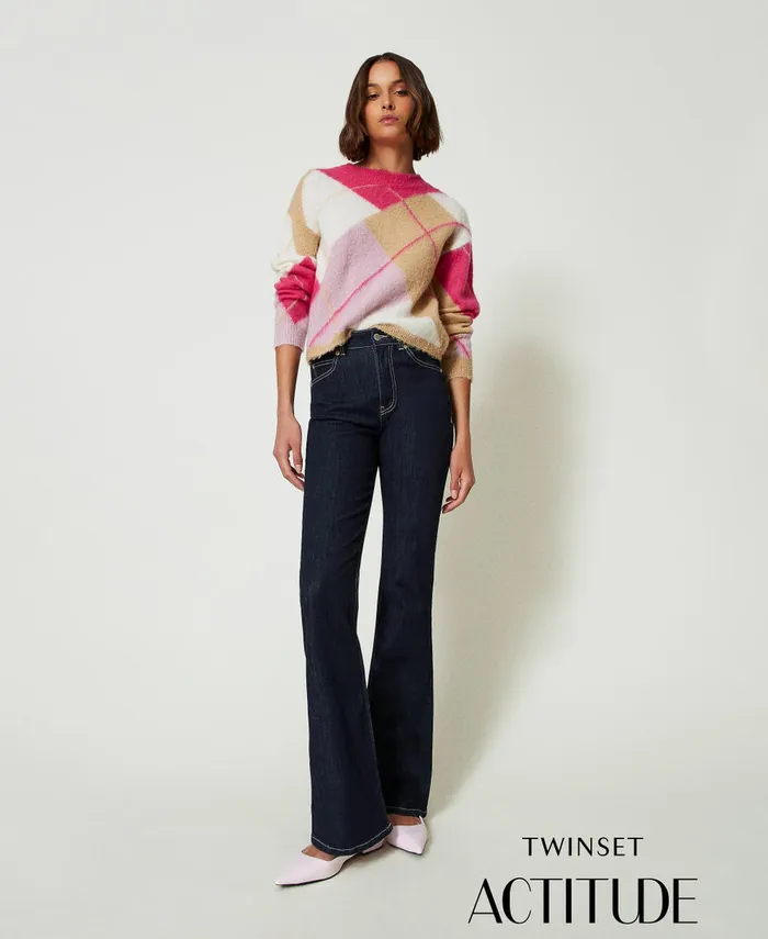 Twinset FivePocket Flared Jeans Rinsed Denim Women Jeans