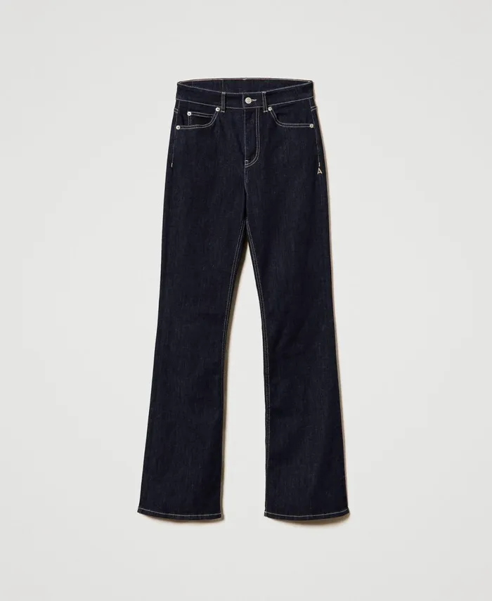 Twinset FivePocket Flared Jeans Rinsed Denim Women Jeans Twinset FivePocket Flared Jeans Rinsed Denim Women Jeans