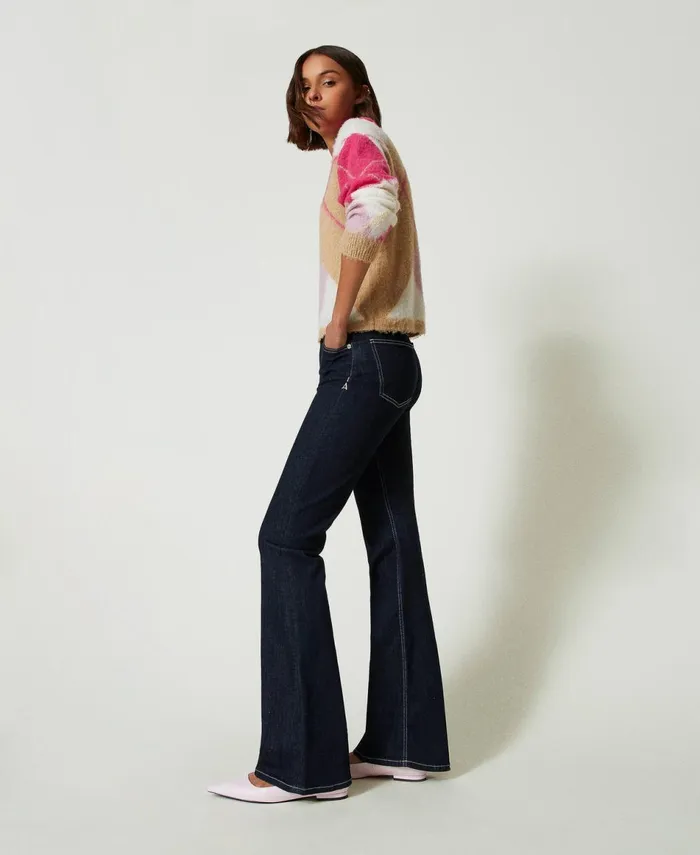 Twinset FivePocket Flared Jeans Rinsed Denim Women Jeans Twinset FivePocket Flared Jeans Rinsed Denim Women Jeans