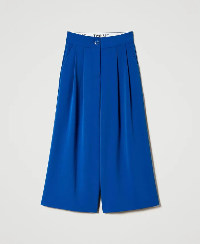 Twinset Flannel Palazzo Trousers Surf Blue Girl Trousers And Jeans Twinset Flannel Palazzo Trousers Surf Blue Girl Trousers And Jeans