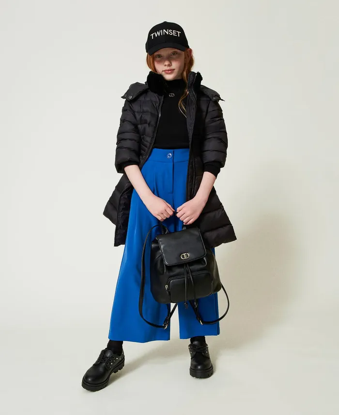 Twinset Flannel Palazzo Trousers Surf Blue Girl Trousers And Jeans Twinset Flannel Palazzo Trousers Surf Blue Girl Trousers And Jeans