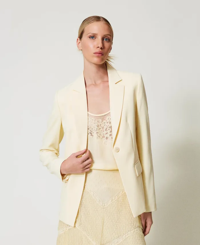 Twinset Fluid Crpe Blazer Vanilla Women Jackets And Outerwear