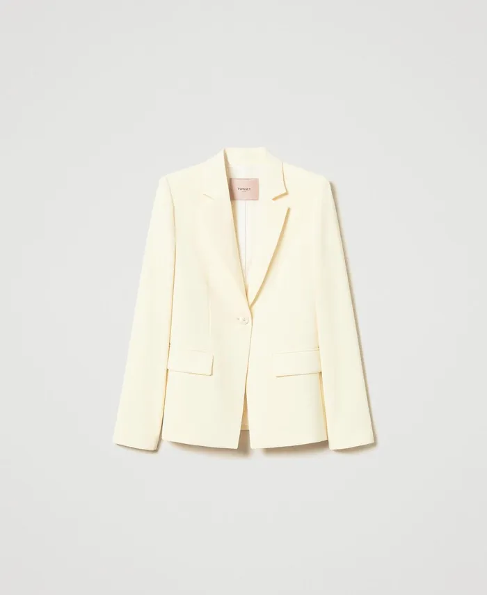 Twinset Fluid Crpe Blazer Vanilla Women Jackets And Outerwear Twinset Fluid Crpe Blazer Vanilla Women Jackets And Outerwear