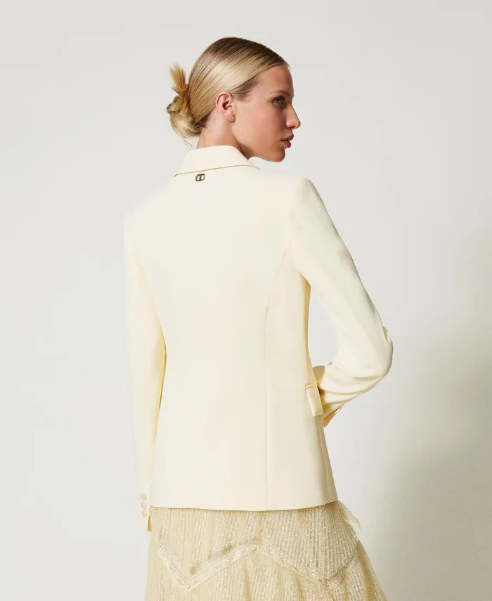 Twinset Fluid Crpe Blazer Vanilla Women Jackets And Outerwear Twinset Fluid Crpe Blazer Vanilla Women Jackets And Outerwear