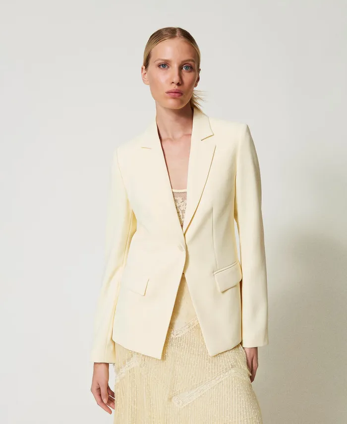 Twinset Fluid Crpe Blazer Vanilla Women Jackets And Outerwear Twinset Fluid Crpe Blazer Vanilla Women Jackets And Outerwear