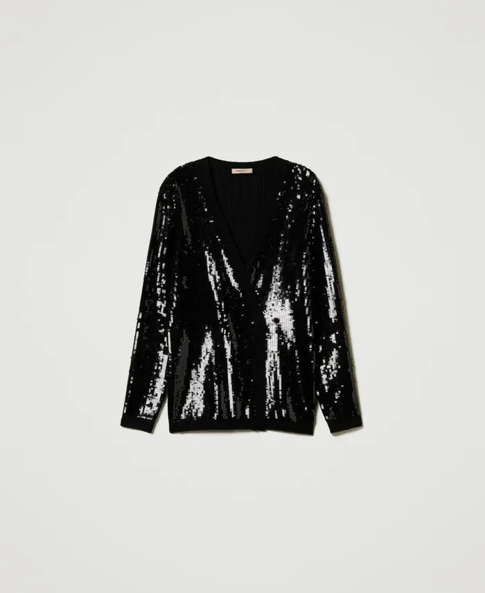 Twinset Full Sequin DoubleBreasted Cardigan Black Women Jumpers And Cardigans Twinset Full Sequin DoubleBreasted Cardigan Black Women Jumpers And Cardigans