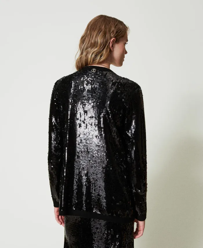Twinset Full Sequin DoubleBreasted Cardigan Black Women Jumpers And Cardigans Twinset Full Sequin DoubleBreasted Cardigan Black Women Jumpers And Cardigans