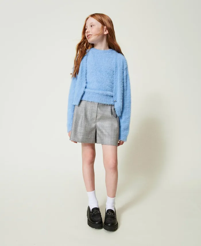 Twinset Glen Plaid Shorts Glen Plaid Jacquard Girl Trousers And Jeans