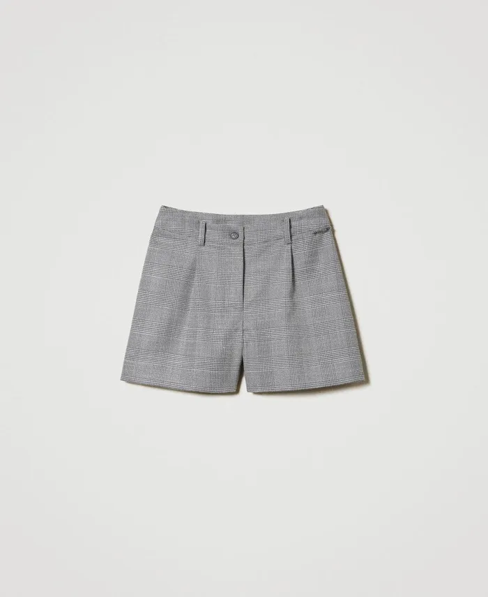 Twinset Glen Plaid Shorts Glen Plaid Jacquard Girl Trousers And Jeans Twinset Glen Plaid Shorts Glen Plaid Jacquard Girl Trousers And Jeans