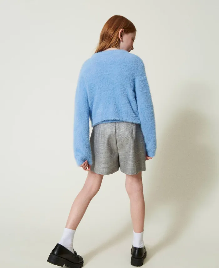 Twinset Glen Plaid Shorts Glen Plaid Jacquard Girl Trousers And Jeans Twinset Glen Plaid Shorts Glen Plaid Jacquard Girl Trousers And Jeans