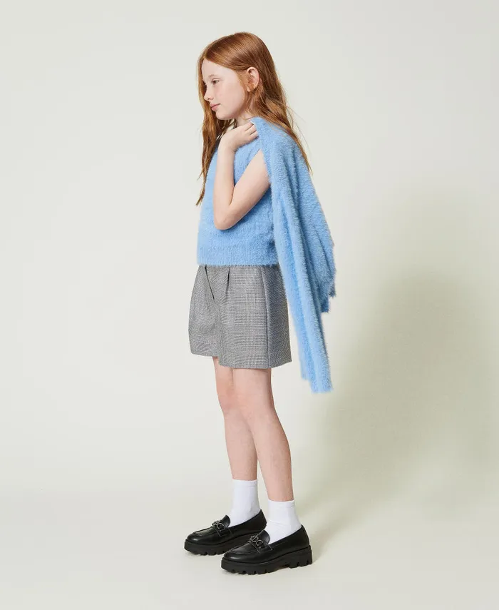 Twinset Glen Plaid Shorts Glen Plaid Jacquard Girl Trousers And Jeans Twinset Glen Plaid Shorts Glen Plaid Jacquard Girl Trousers And Jeans