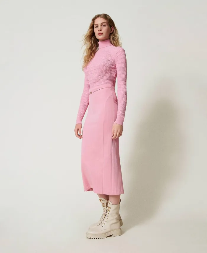 Twinset Jacquard Scuba Fabric Skirt Prism Pink Women Skirts Twinset Jacquard Scuba Fabric Skirt Prism Pink Women Skirts