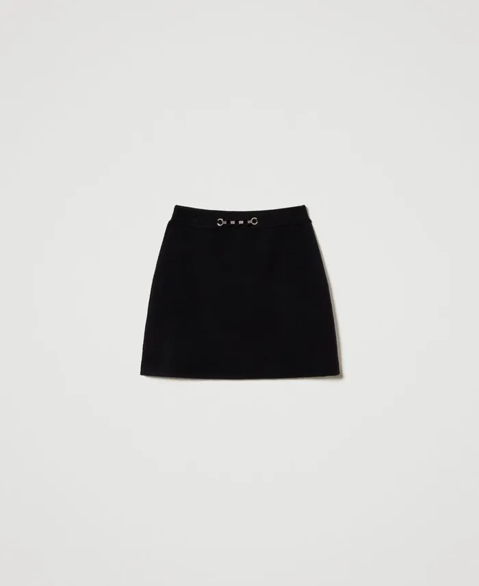 Twinset Knit Miniskirt With Jewel Appliqus Black Women Skirts Twinset Knit Miniskirt With Jewel Appliqus Black Women Skirts