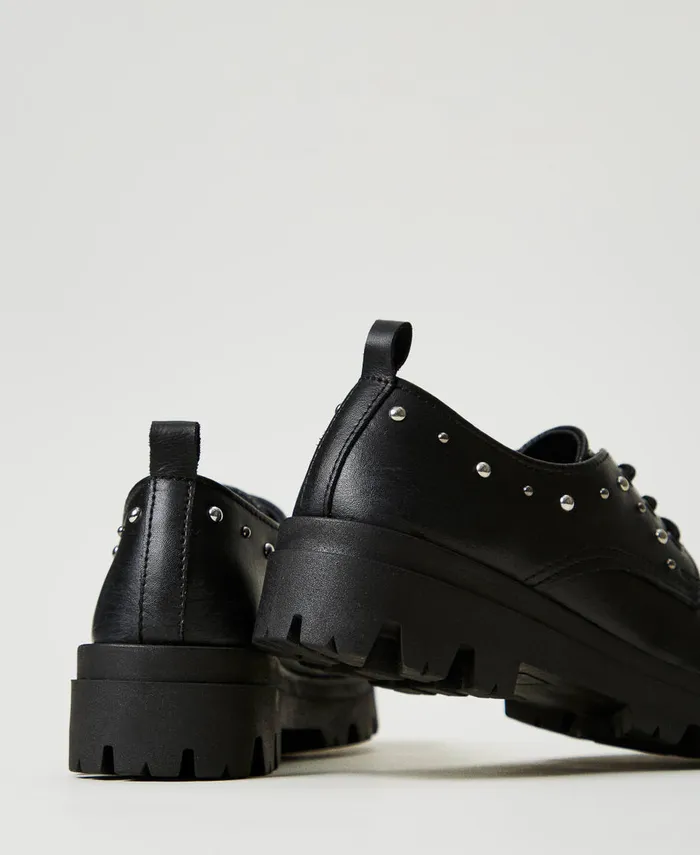Twinset Leather TieUp Shoes Black Girl Twinset Leather TieUp Shoes Black Girl