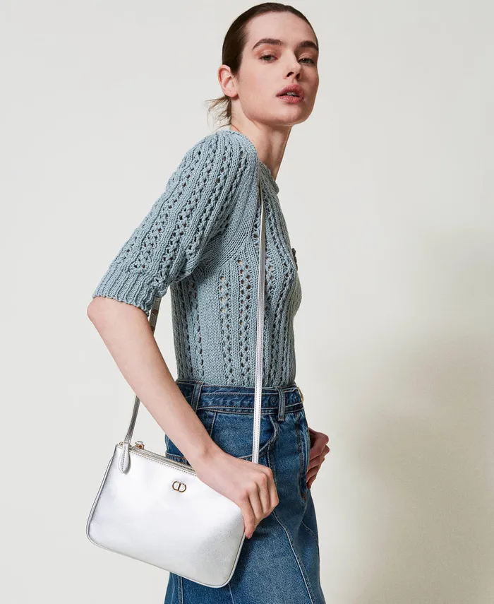 Twinset Mini Double Shoulder Bag Silver Women Handbags Twinset Mini Double Shoulder Bag Silver Women Handbags