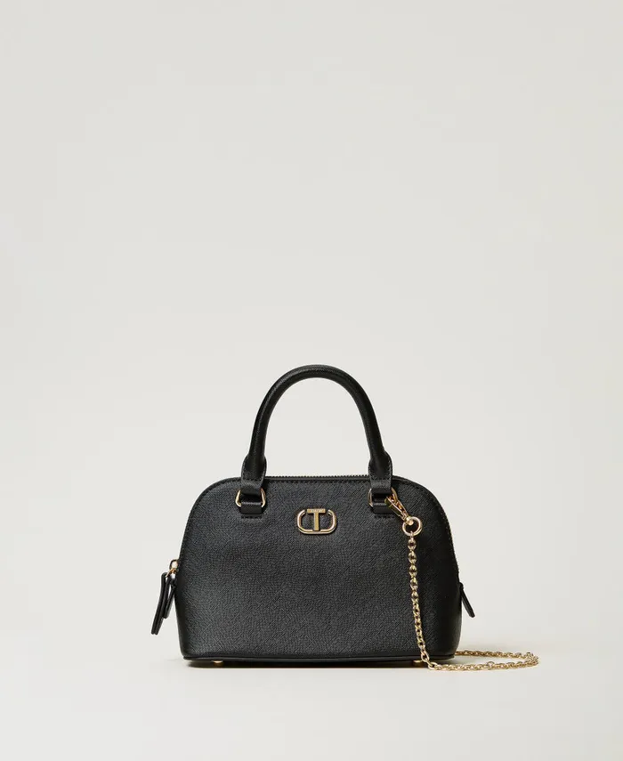 Twinset Mini Shoulder Bag With Oval T Black Women Handbags