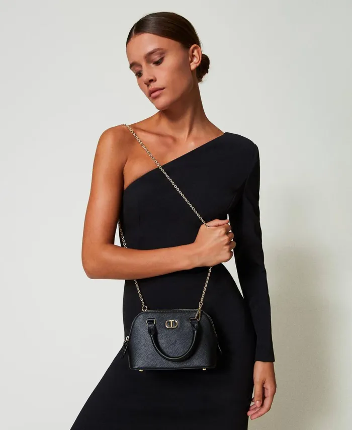 Twinset Mini Shoulder Bag With Oval T Black Women Handbags Twinset Mini Shoulder Bag With Oval T Black Women Handbags