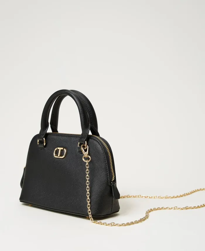 Twinset Mini Shoulder Bag With Oval T Black Women Handbags Twinset Mini Shoulder Bag With Oval T Black Women Handbags