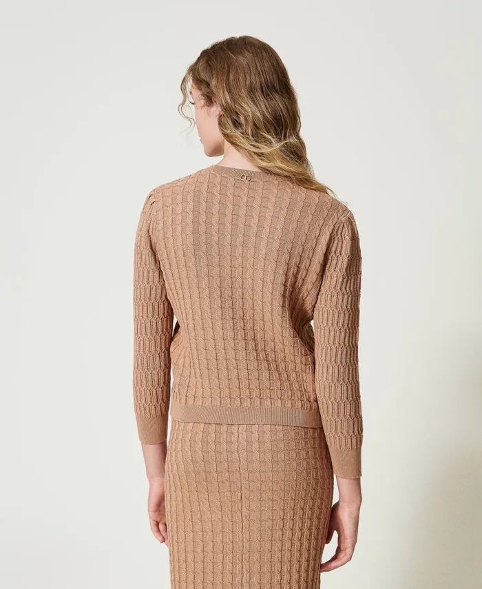 Twinset Mixed Stitch Jumper Sandy Brown Women Jumpers And Cardigans Twinset Mixed Stitch Jumper Sandy Brown Women Jumpers And Cardigans