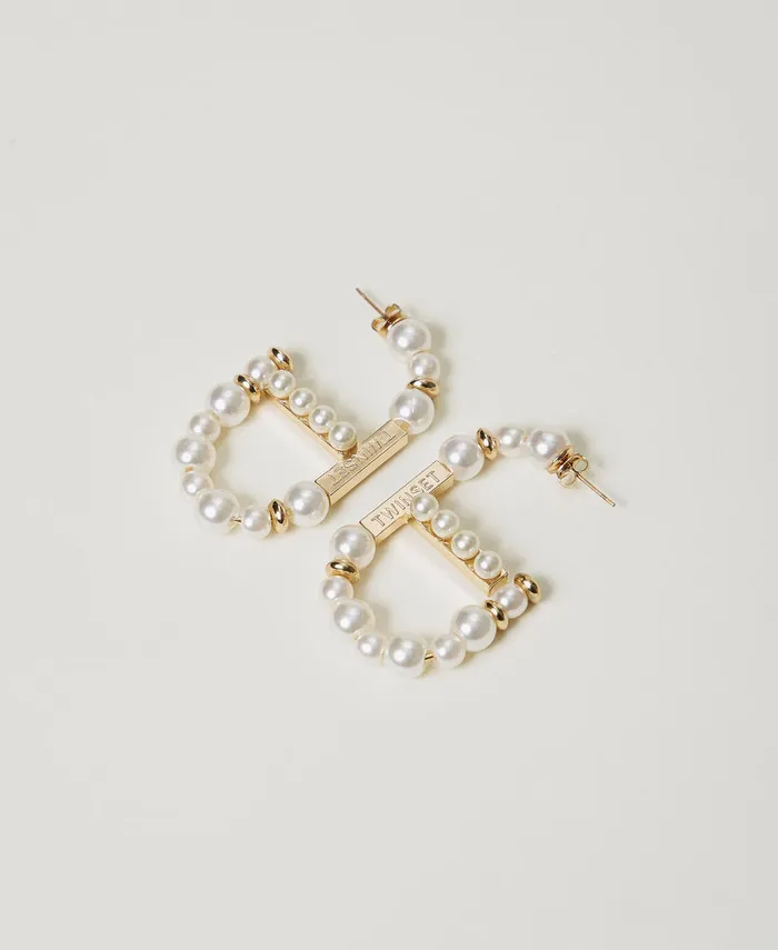 Twinset Oval T Earrings With Pearls Old White Women Jewellery