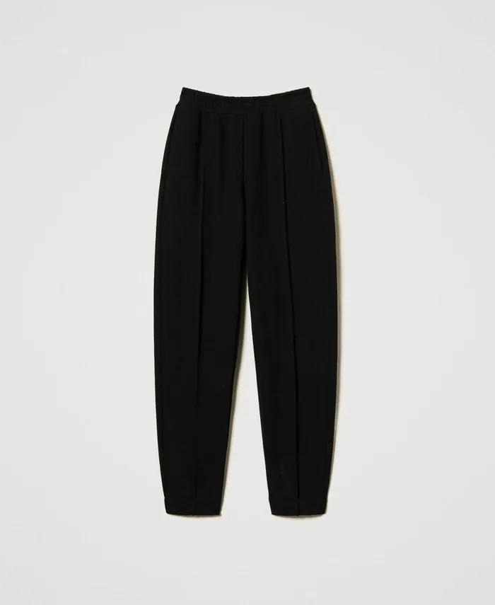 Twinset Plush Fabric Cigarette Trousers Black Women Trousers Twinset Plush Fabric Cigarette Trousers Black Women Trousers