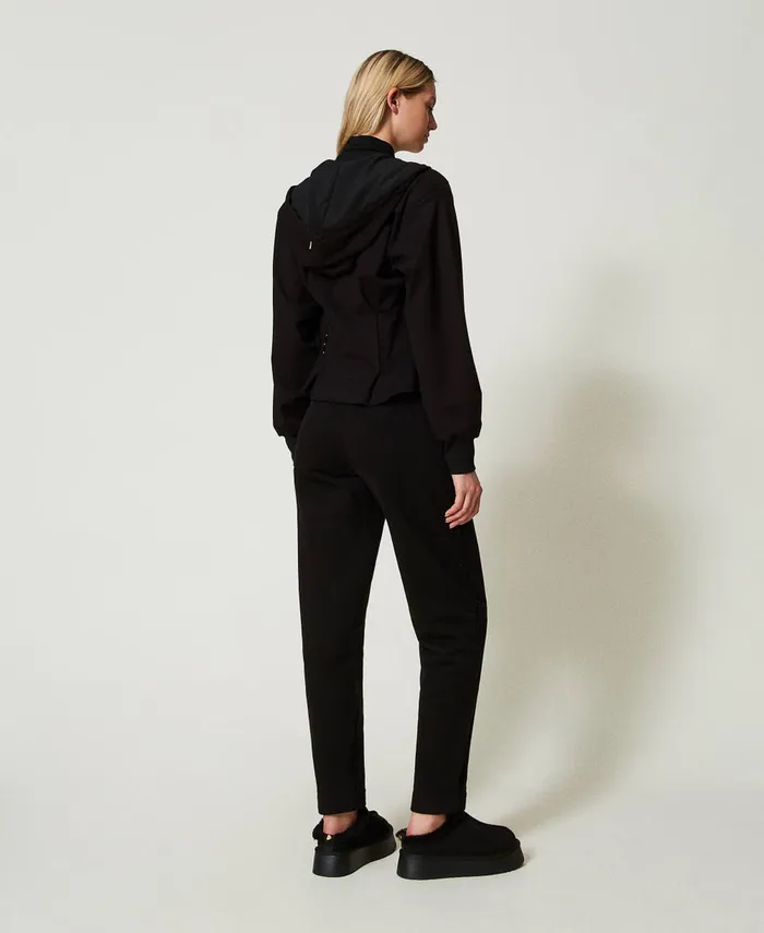Twinset Plush Fabric Cigarette Trousers Black Women Trousers Twinset Plush Fabric Cigarette Trousers Black Women Trousers