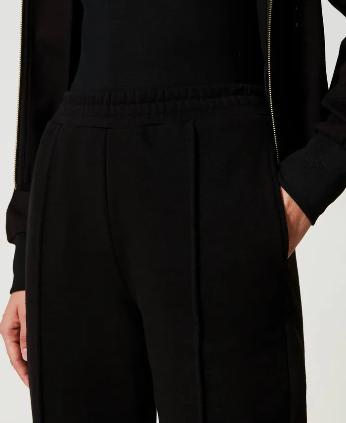 Twinset Plush Fabric Cigarette Trousers Black Women Trousers Twinset Plush Fabric Cigarette Trousers Black Women Trousers