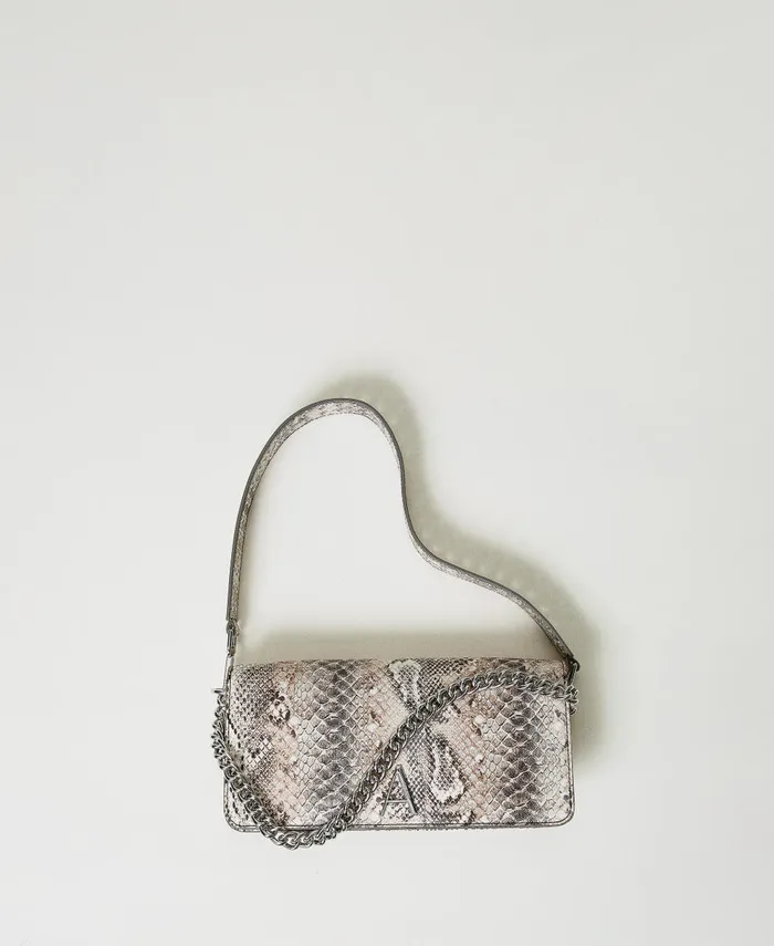 Twinset Python Print Shoulder Bag Soft Snake Print Women Handbags