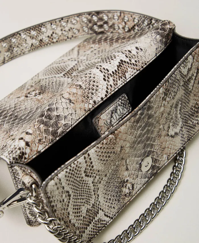 Twinset Python Print Shoulder Bag Soft Snake Print Women Handbags Twinset Python Print Shoulder Bag Soft Snake Print Women Handbags