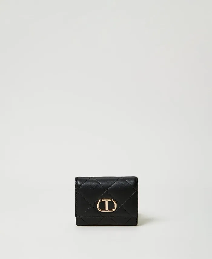 Twinset Quilted Oval T Wallet Black Women Wallets And Keyrings