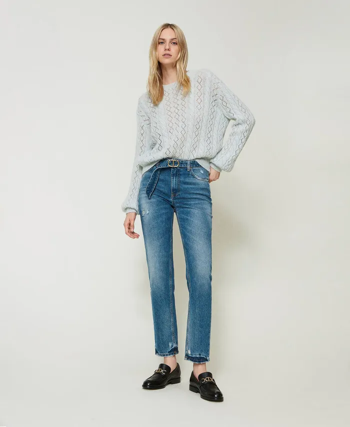 Twinset Regular Fit Jeans With Belt Denim Women Jeans