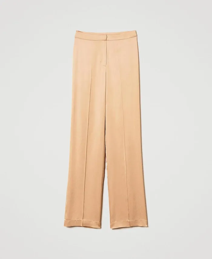 Twinset Satin Straight Leg Trousers Bubbly Orange Women Suits And Sets Twinset Satin Straight Leg Trousers Bubbly Orange Women Suits And Sets