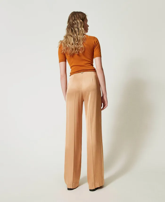Twinset Satin Straight Leg Trousers Bubbly Orange Women Suits And Sets Twinset Satin Straight Leg Trousers Bubbly Orange Women Suits And Sets