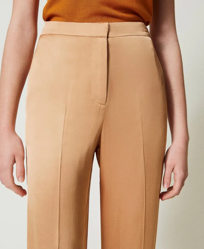 Twinset Satin Straight Leg Trousers Bubbly Orange Women Suits And Sets Twinset Satin Straight Leg Trousers Bubbly Orange Women Suits And Sets