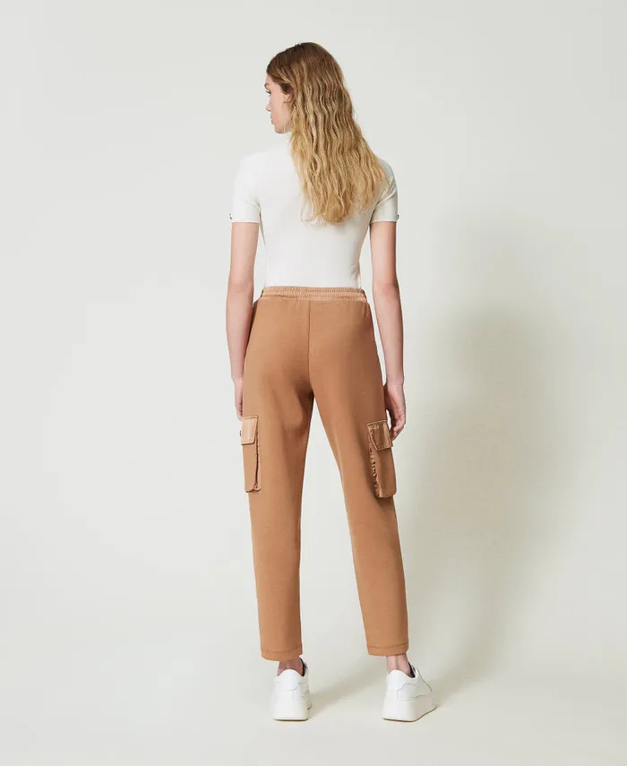 Twinset Scuba Fabric And Satin Cargo Trousers Caramel Camel Women Trousers Twinset Scuba Fabric And Satin Cargo Trousers Caramel Camel Women Trousers