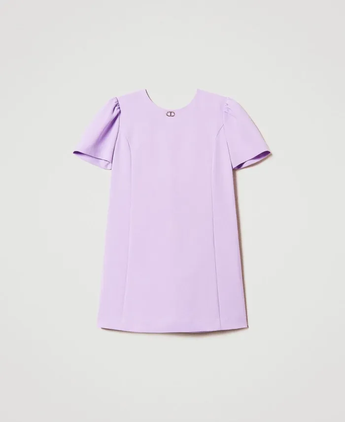 Twinset Short Crpe Dress With Bow Pastel Violet Girl Dresses Twinset Short Crpe Dress With Bow Pastel Violet Girl Dresses