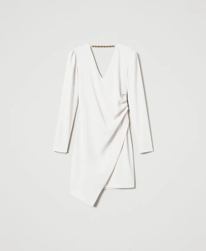 Twinset Short Dress With Oval T Chain Old White Women Dresses Twinset Short Dress With Oval T Chain Old White Women Dresses