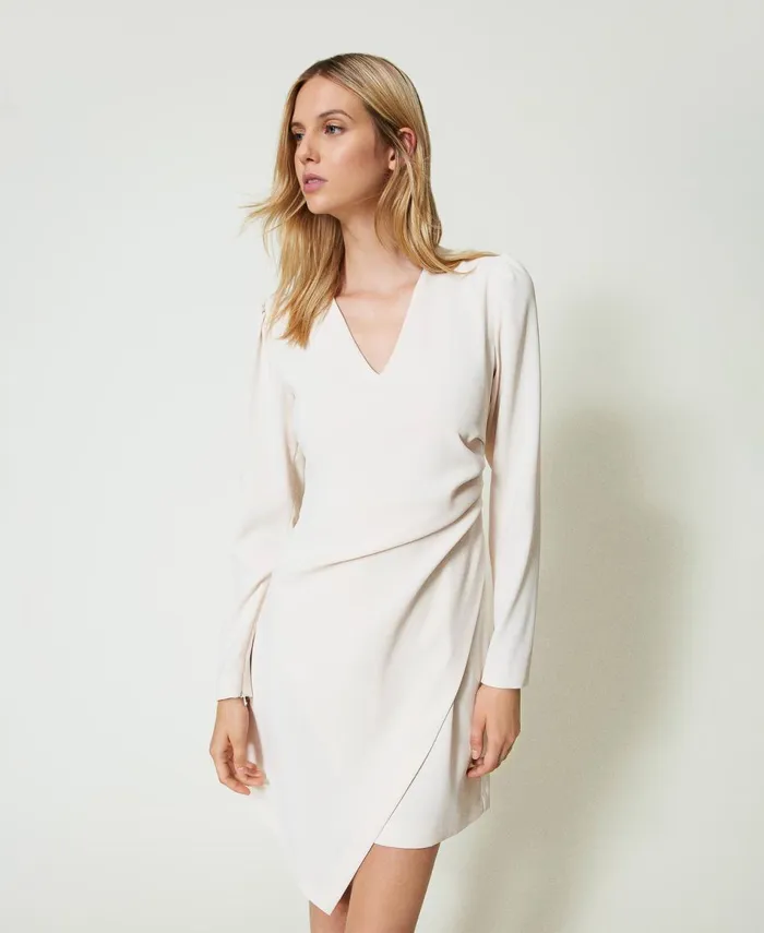 Twinset Short Dress With Oval T Chain Old White Women Dresses Twinset Short Dress With Oval T Chain Old White Women Dresses