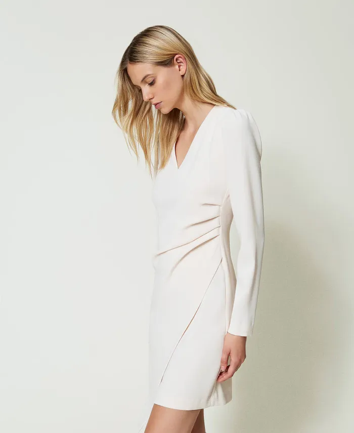 Twinset Short Dress With Oval T Chain Old White Women Dresses Twinset Short Dress With Oval T Chain Old White Women Dresses