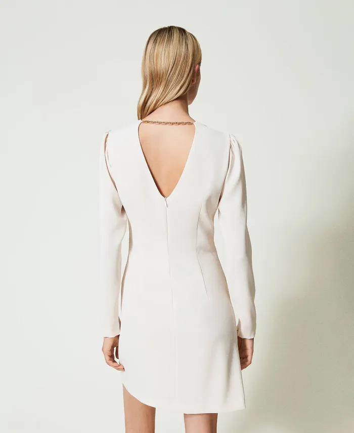 Twinset Short Dress With Oval T Chain Old White Women Dresses Twinset Short Dress With Oval T Chain Old White Women Dresses