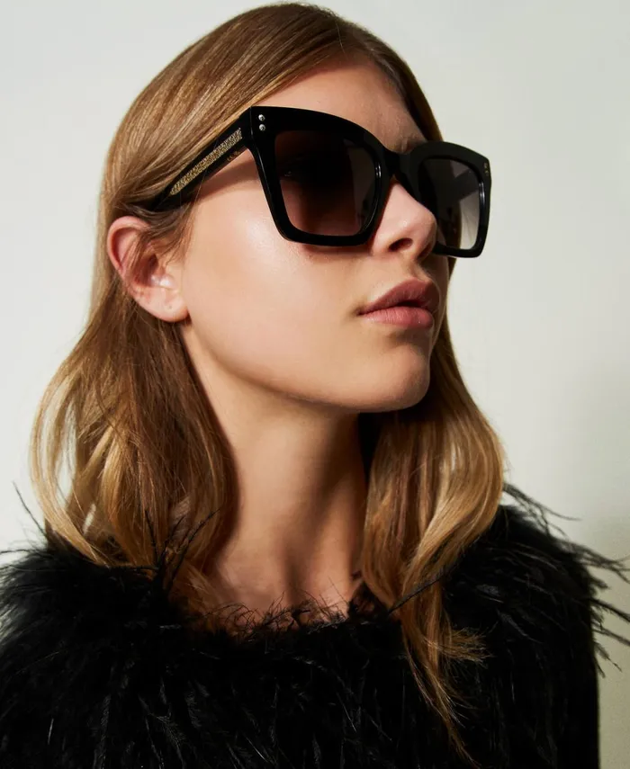 Twinset Square Sunglasses With Studs Shiny Black Women Sunglasses Twinset Square Sunglasses With Studs Shiny Black Women Sunglasses