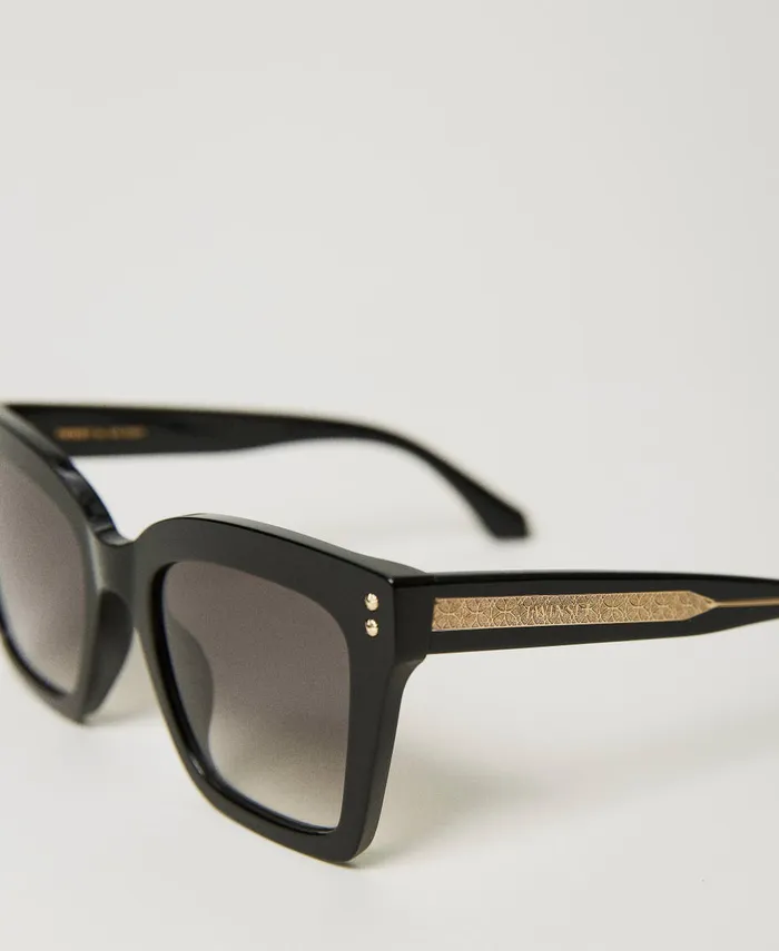 Twinset Square Sunglasses With Studs Shiny Black Women Sunglasses Twinset Square Sunglasses With Studs Shiny Black Women Sunglasses