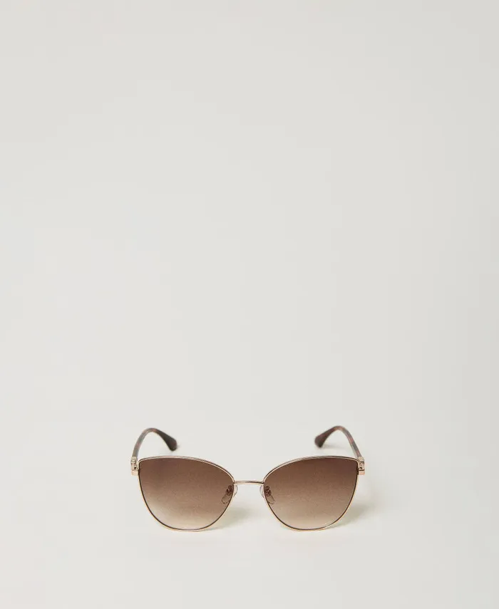Twinset Steel CatEye Sunglasses Shiny Copper Gold Women Sunglasses
