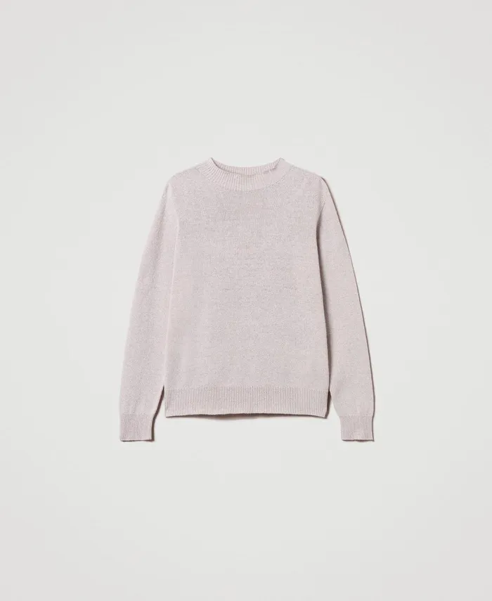 Twinset Wool And Lurex Blend Jumper Twotone Snow White Lurex Gold Women Jumpers And Cardigans Twinset Wool And Lurex Blend Jumper Twotone Snow White Lurex Gold Women Jumpers And Cardigans