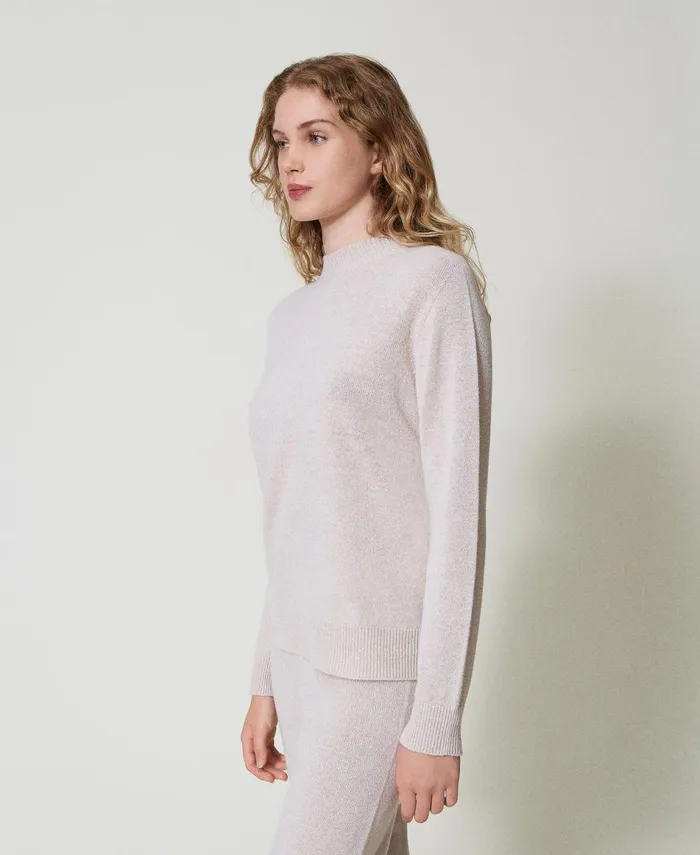 Twinset Wool And Lurex Blend Jumper Twotone Snow White Lurex Gold Women Jumpers And Cardigans Twinset Wool And Lurex Blend Jumper Twotone Snow White Lurex Gold Women Jumpers And Cardigans