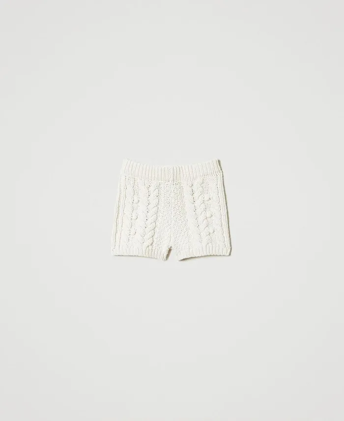 Twinset Wool Knit Shorts White Snow Women Suits And Sets Twinset Wool Knit Shorts White Snow Women Suits And Sets