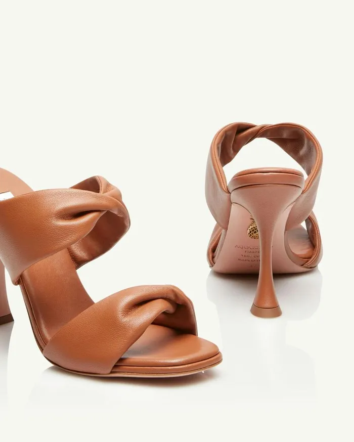 Twist Sandal 95 Brown Women Aquazzura Slides and Mules Twist Sandal 95 Brown Women Aquazzura Slides and Mules